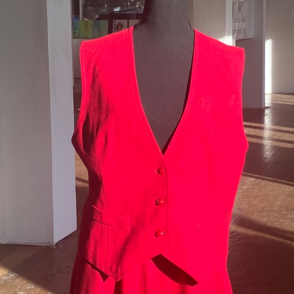 red 3pc vintage wool circle skirt set/suit - Picture 10 of 16